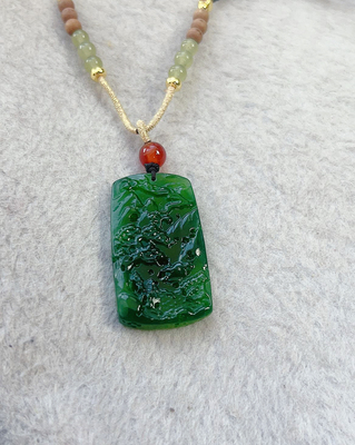 和田玉碧玉山水吊坠