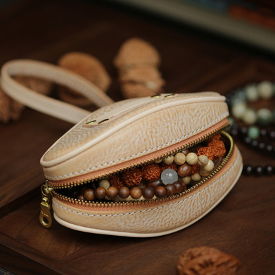 岚屿出品MBOX雾蜡风格牛皮收纳袋零钱包文玩手串核桃包首饰包