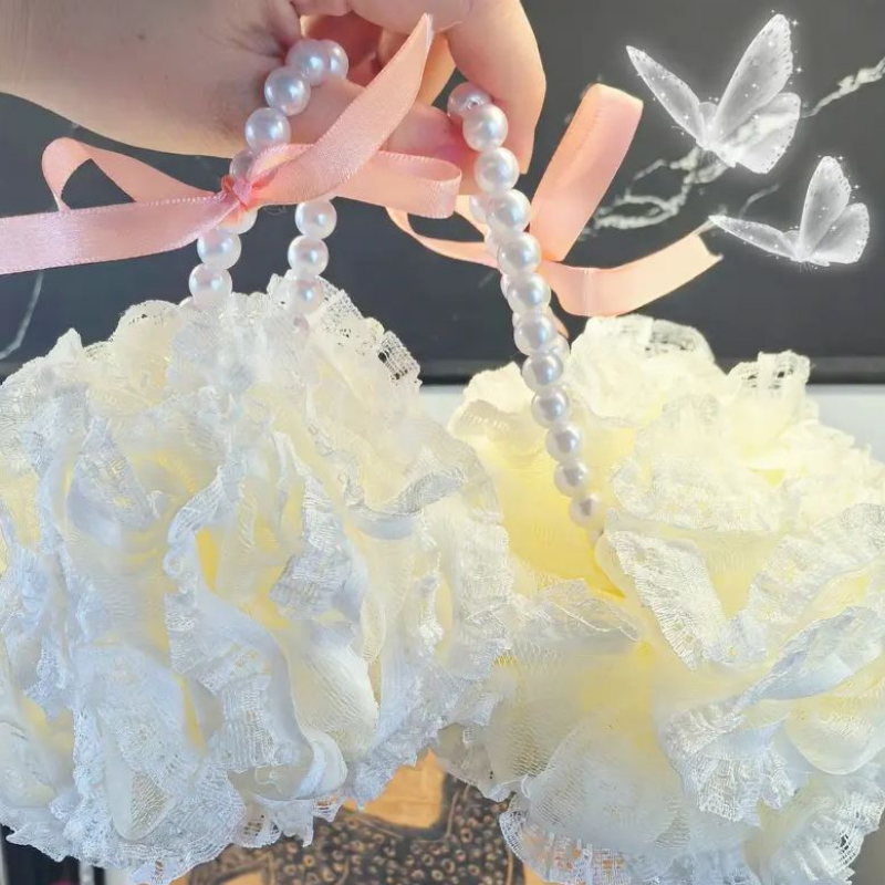 居家日用梦幻可爱蝴蝶结珍珠蕾丝沐浴花起泡女洗澡家用浴球泡泡球