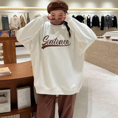 美式复古秋冬宽松显瘦圆领卫衣女