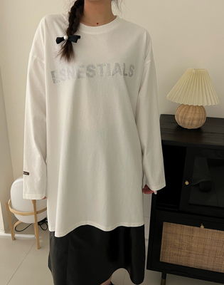 长袖简约大方薄烫钻纯棉女士休闲