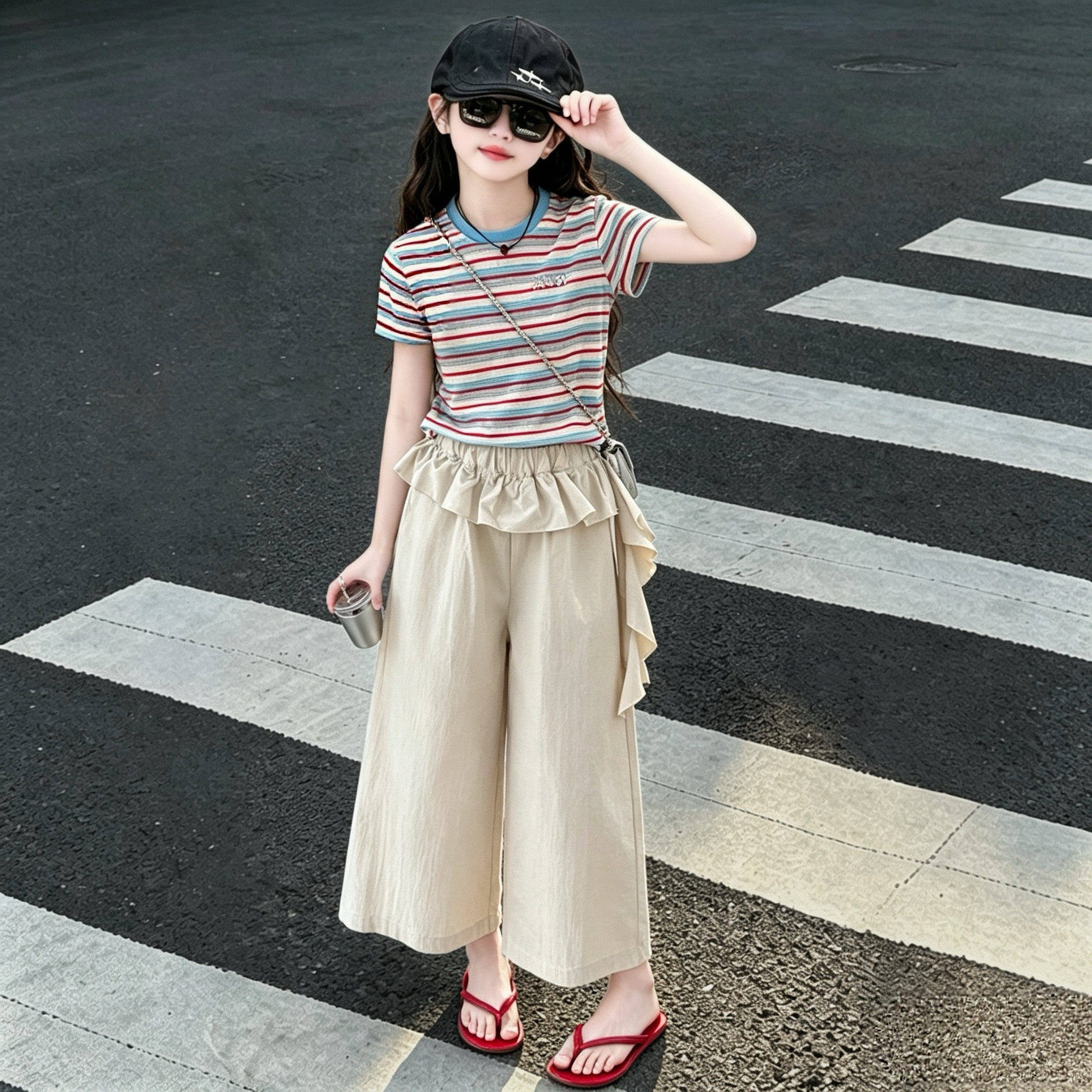 女童夏季韩系套装2026新款女孩大童超好看两件套初中生时髦衣服潮