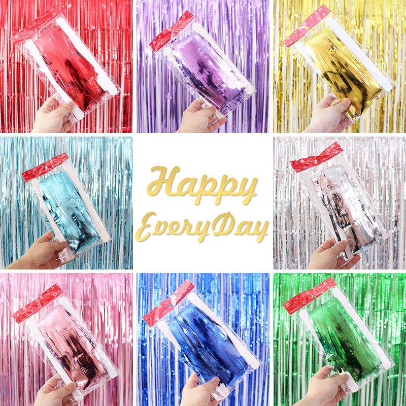 雨丝帘儿童生日气球装饰彩条彩带舞台流苏周岁派对背景墙场景布置