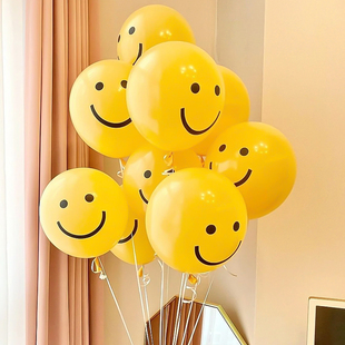 12寸网红笑脸圆形加厚乳胶气球儿童生日派对装 饰场景布置拍照道具