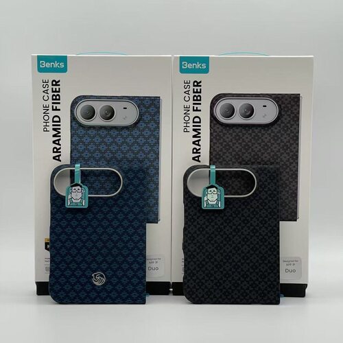 邦克仕适用于苹果18DUO菱格磁吸超薄手机壳iPhone Duo新款折叠屏保护套商务凯芙拉前框前膜套装18duo后壳男士