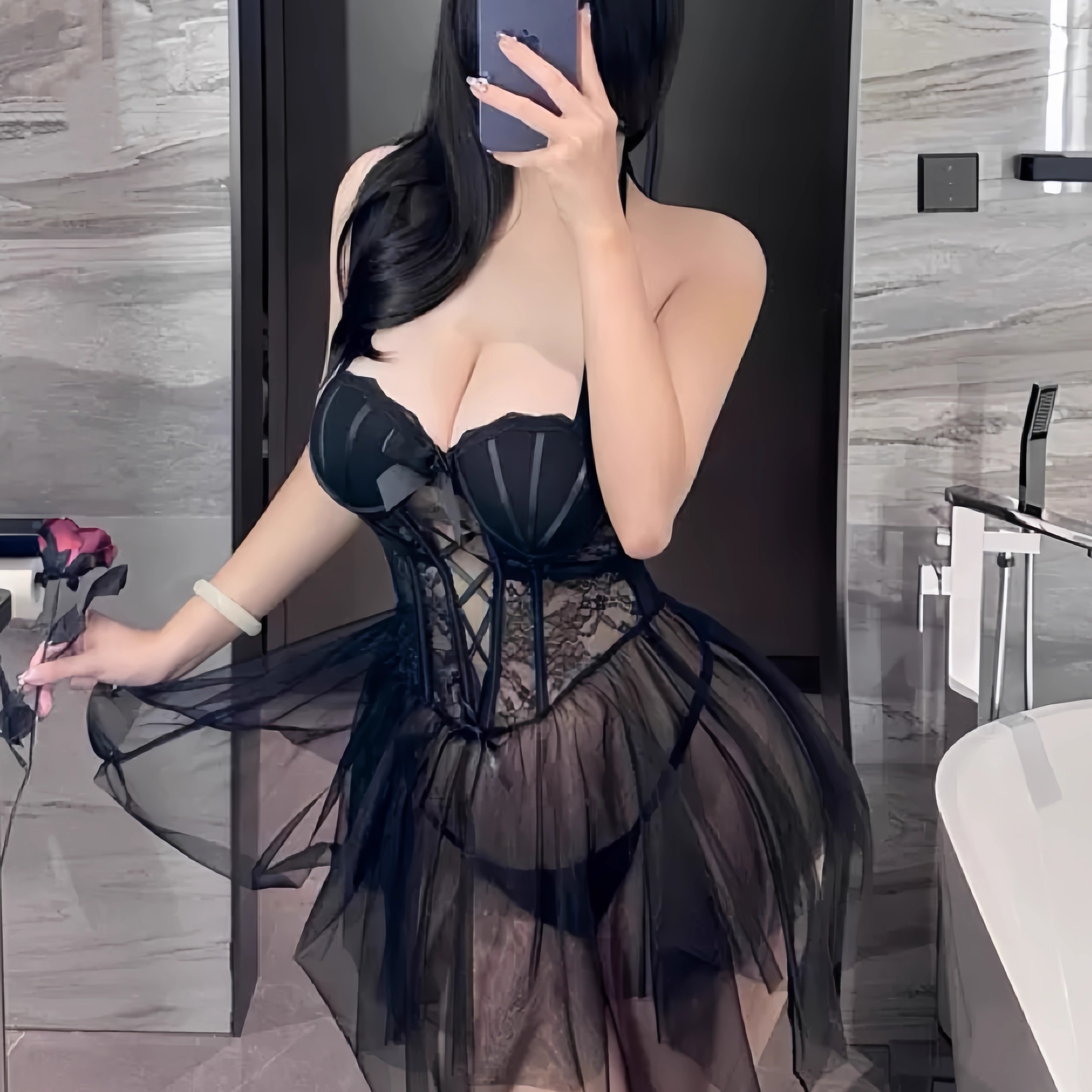 红色魂迷|内衣加胸垫性感！修身网纱透视钢圈聚拢吊带睡裙女