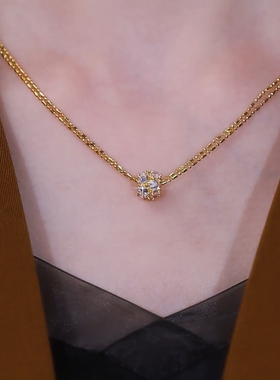 双层锆石钻球项链精致