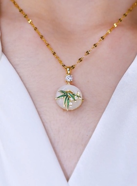 新中式国风翠竹项链女小众独特