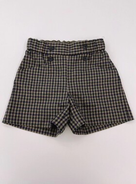 现货Baby Dino定制款女童千鸟格混纺英伦风格子短裤