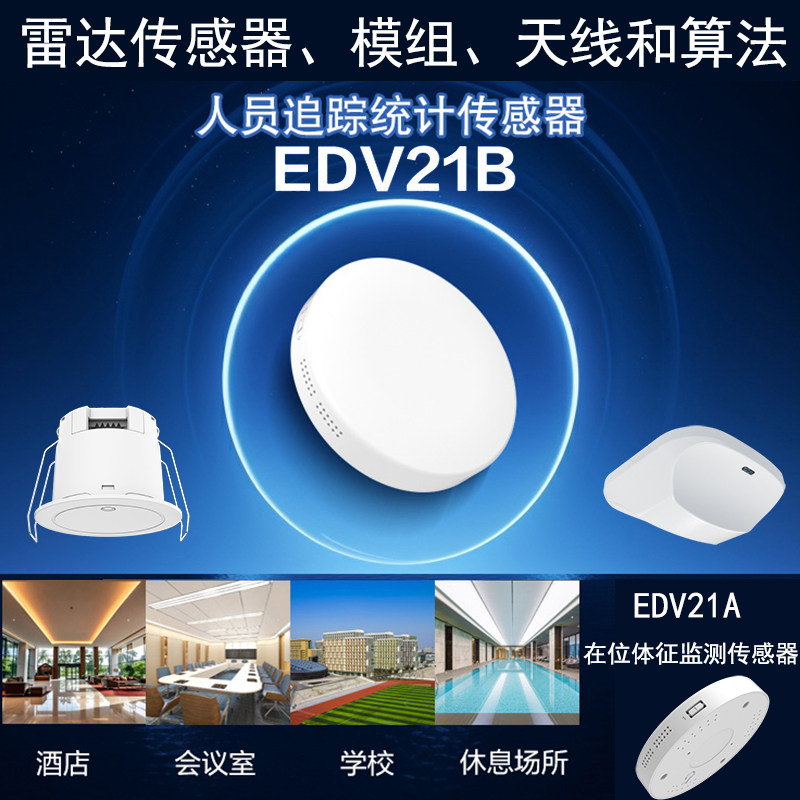 人体存在毫米波雷达光感485干接点KNX生命体征人数统计追踪分区