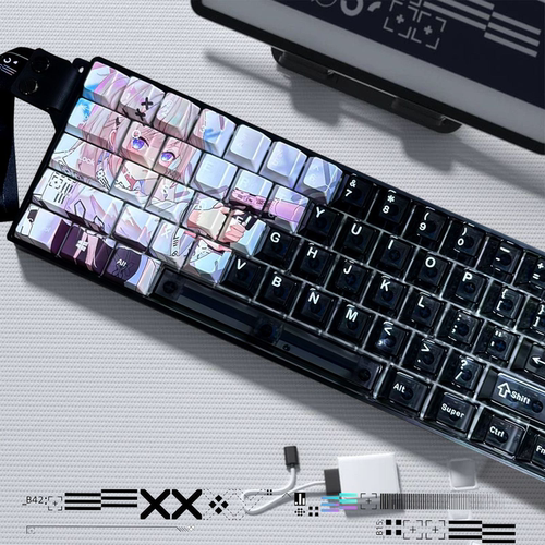 复客狮F61pro电脑外设办公游戏侧刻客制化印花集60键飘带机械键盘