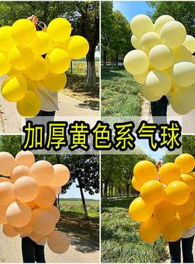 10寸加厚黄色系气球柠檬黄马卡龙黄色圆形乳胶气球橘橙色亚光气球