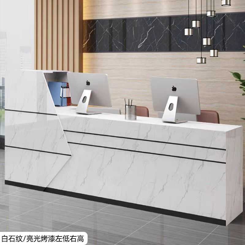 简约烤漆便利店桌收银台烤漆公司前台吧台美容院转角培训机构