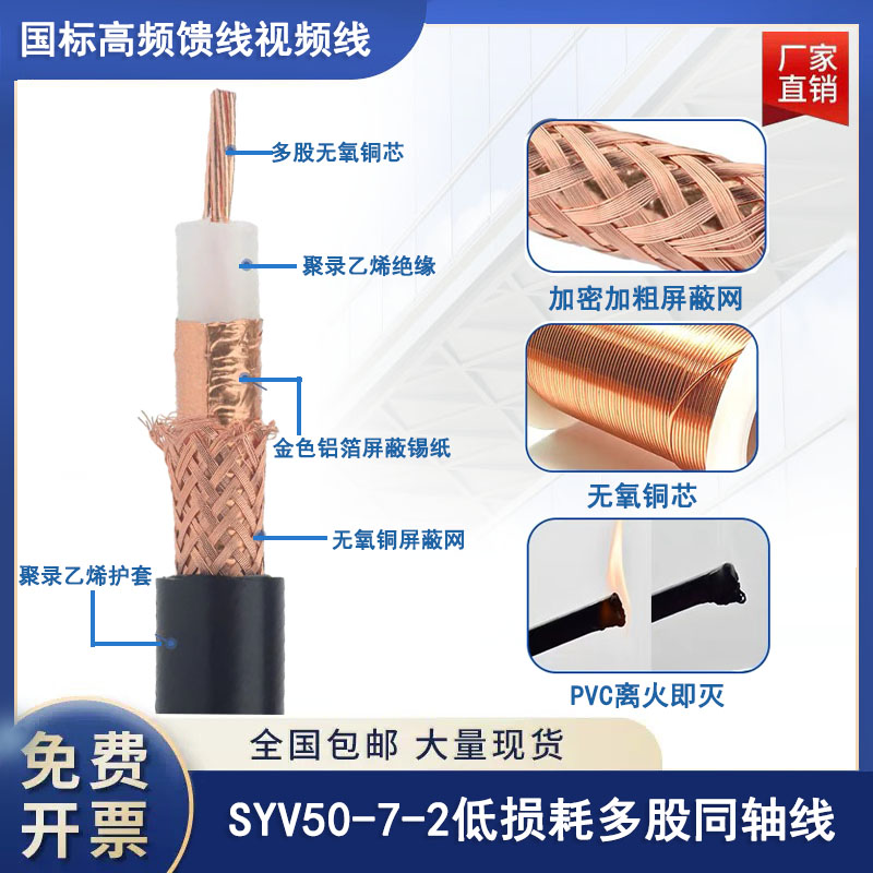 国标SYV50-7-2低损耗高频馈线