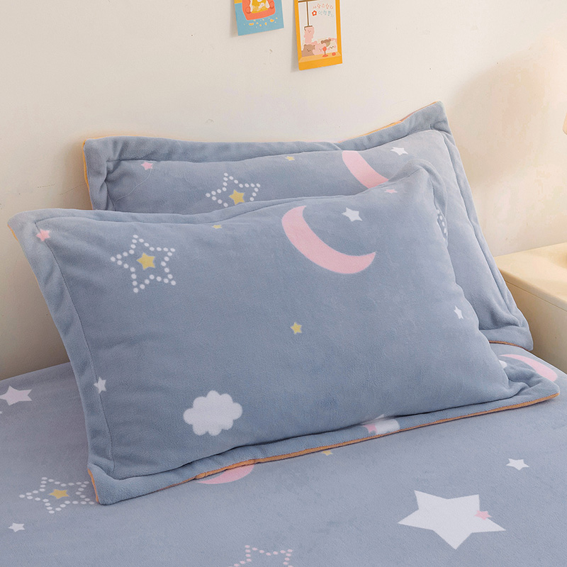 冬季加厚牛奶绒枕套枕芯套一对装