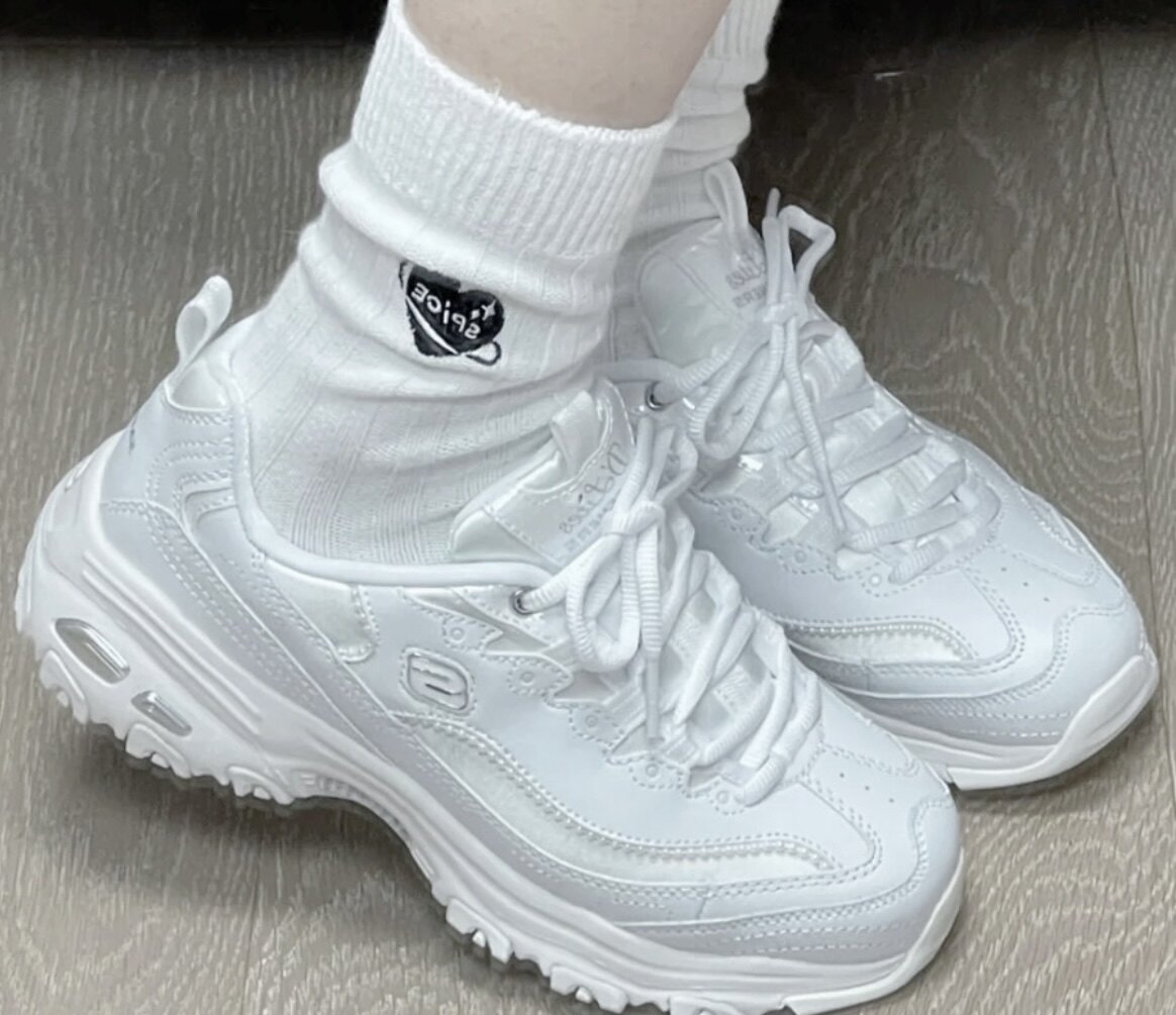 Skechers DLites 1.0经典熊猫鞋休闲运动鞋女款白色149463