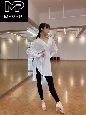 MVP舞服107拉丁舞五色女款V领经典衬衣日常练舞专业拉丁舞衬衣