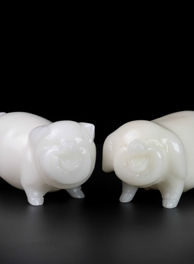 天然阿富汗白玉富贵猪摆件