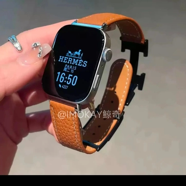 适用华为fit3/gt5手表表带gt4/3pro 牛皮H扣watch4荔枝纹真皮女款