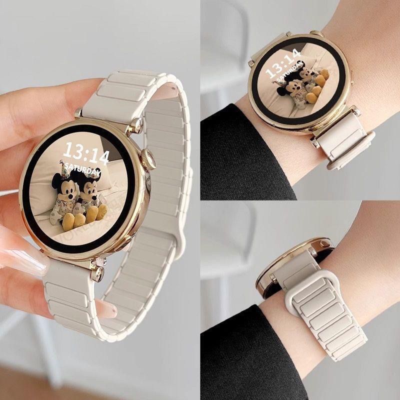 适用gt5华为表带手环腕带gt4硅胶磁吸watch4pro运动gt3Pro秋冬女