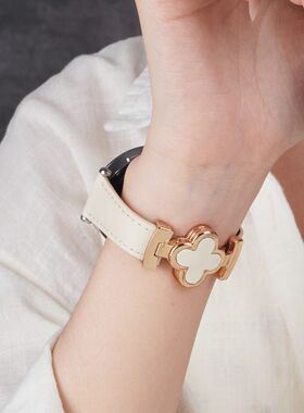 适用华为watchGT6/5pro手表表带GT432fit34pro四叶草磁吸扣真皮女