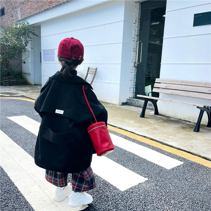 아동용 긴 트렌치 코트 가을 스타일 한국 스타일 영국 스타일 소년 소녀 용 중간 길이 코트 서양식 한국 아동복
