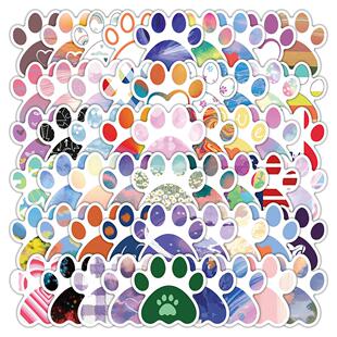 120张可爱狗狗爪印脚印贴纸卡通手机壳行李箱标签手账素材diy贴画