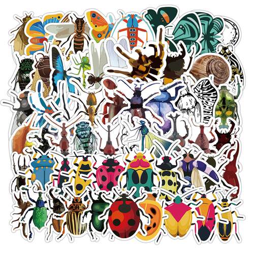 120张昆虫动物贴纸卡通防水贴画