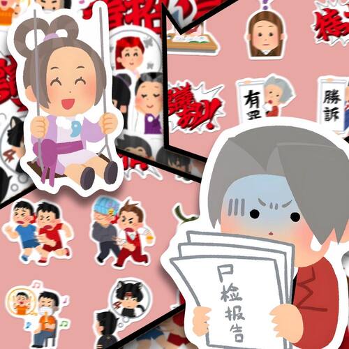 104张逆转裁判改图贴纸可爱卡通表情包二次元动漫diy电脑桌面装饰
