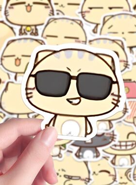 206张可爱cc猫贴纸Q版表情包diy手机壳iPad手账卡通萌系搞怪贴画