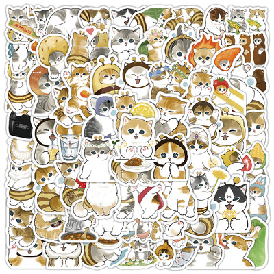 100张可爱小猫贴纸 呆萌卡通猫咪装饰个性宠物插画手机壳防水贴画