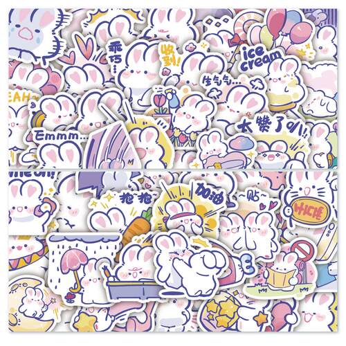 高颜值兔子贴纸卡通创意防水贴画