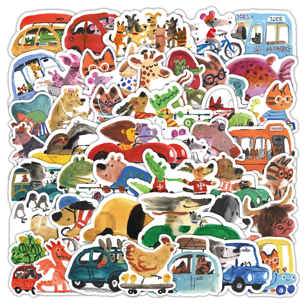 60张justin worsley插画贴纸卡通可爱女孩儿童装饰玩具不干胶贴画