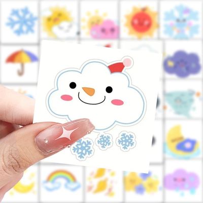 175张天气手绘插画卡通贴纸可爱ins笔记本贴画手机手账装饰贴纸