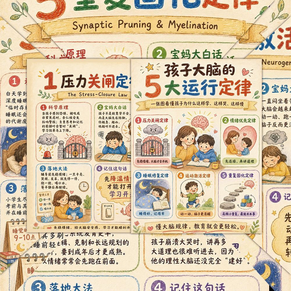 【大脑运行的5大定律】孩子大脑发育心理学理解孩子情绪贴纸学习