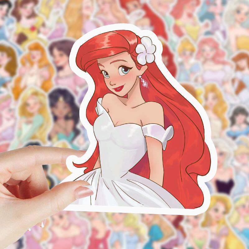 104张公主卡通贴纸ins少女心装饰笔记本手账素材桌面手机防水贴画