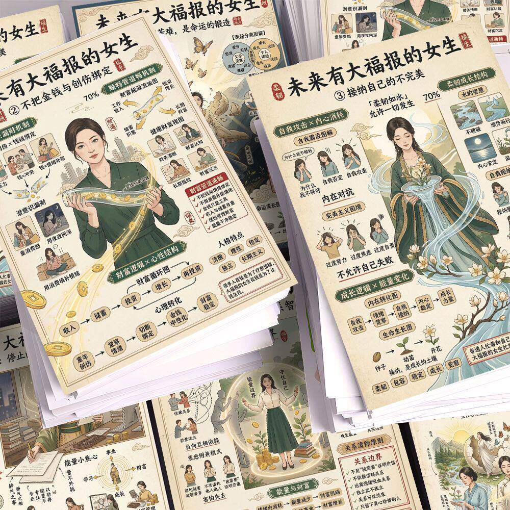 32未来有大福贴纸女生女性成长自我提升吸引力法则格局能量提升