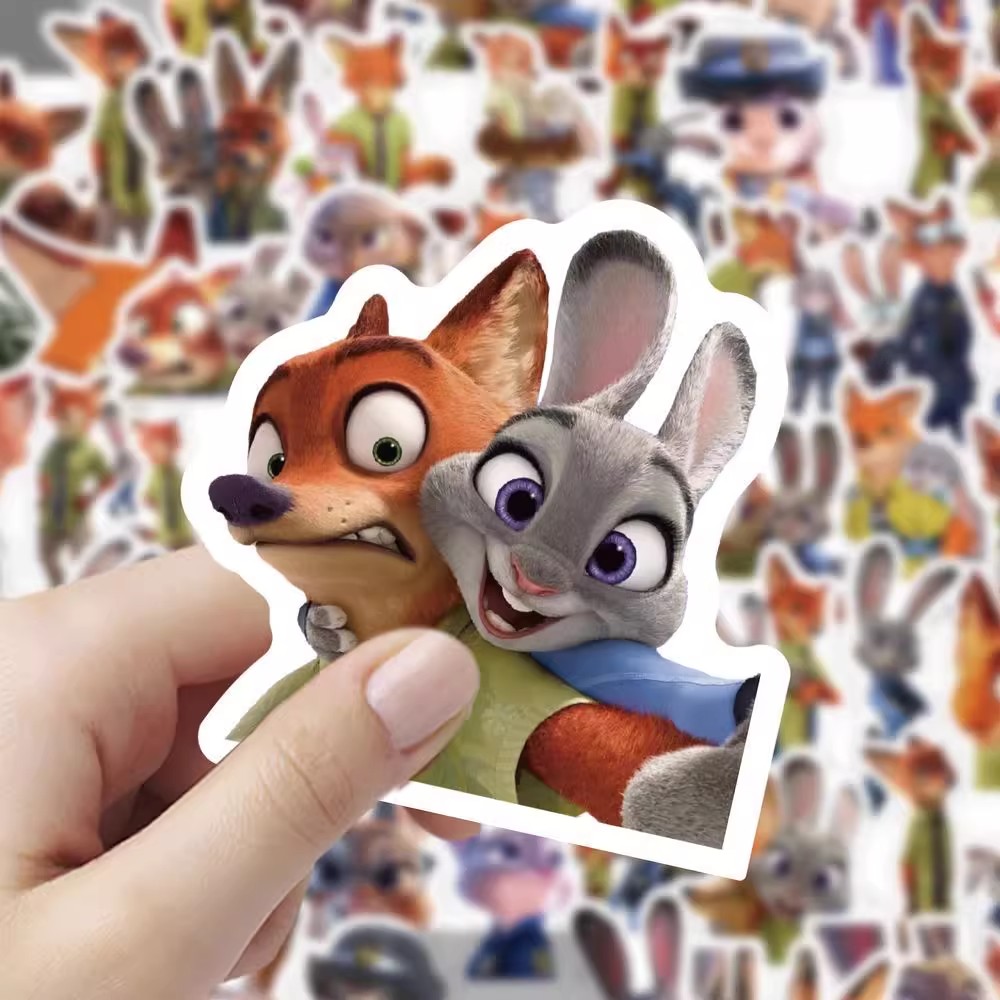 240张疯狂动物城朱迪尼克贴纸兔子警官周边桌面玩具装饰防水贴画