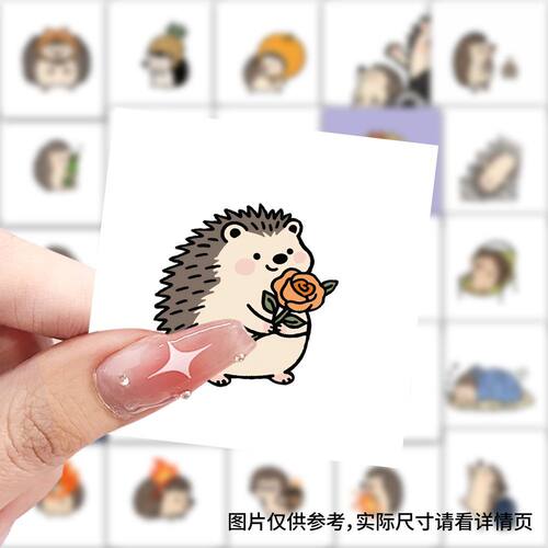 卡通可爱小刺猬贴纸小众动物插画手账素材贴图diy手机笔记本装饰