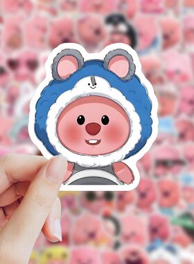 120张爆款loopy贴纸可爱海狸露比创意装饰手账手机防水不干胶贴画