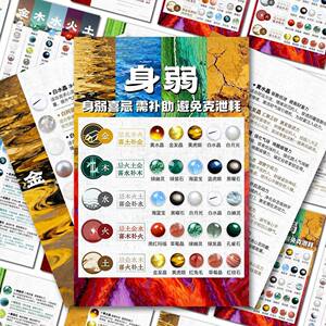32张五行喜忌贴纸五行缺什么戴什么能量水晶潮流新潮知识科普贴画