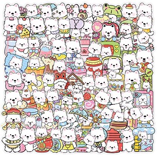 409张西高地贴纸可爱卡通呆萌小狗PET透明装饰水杯笔记本防水贴画