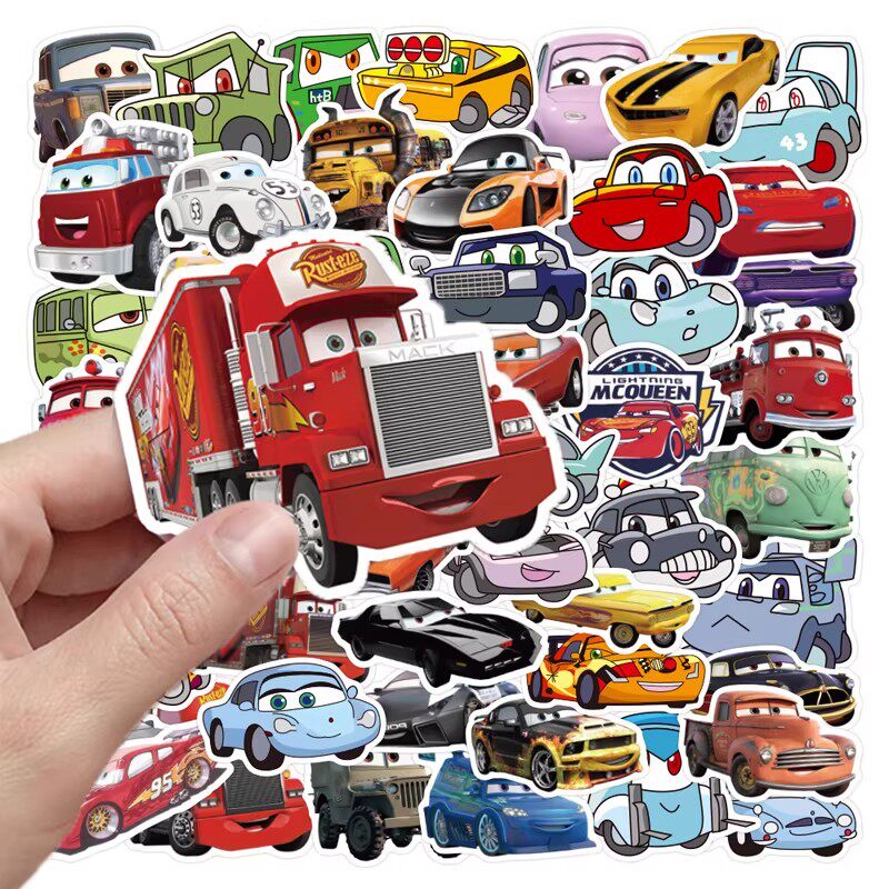 200张赛车总动员贴纸闪电麦昆板牙莎莉卡通图案装饰水杯防水贴画