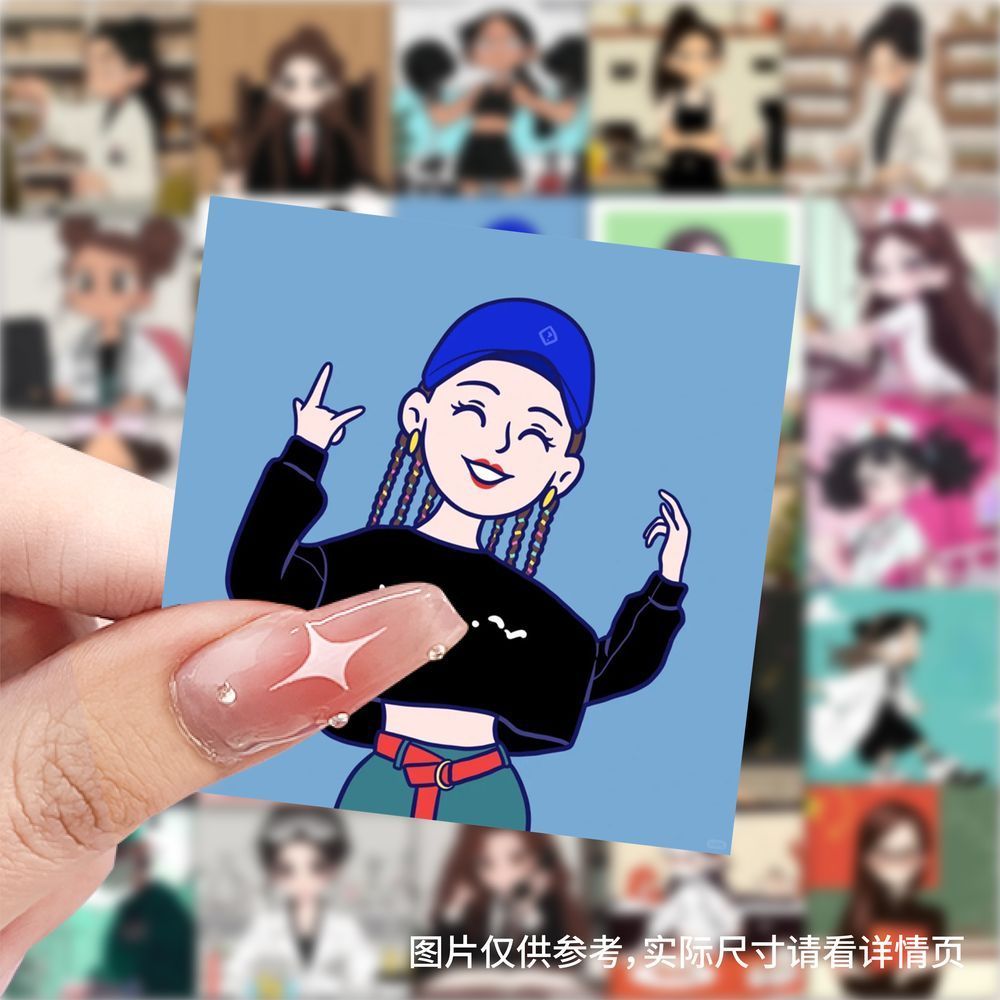 职业女生头像插画贴纸卡通创意小众手账素材贴画diy笔记本装饰画