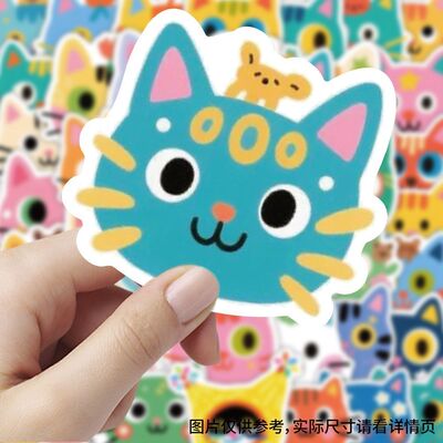 180张猫咪头像贴纸卡通彩绘涂鸦猫猫大头diy插画手机行李箱装饰贴