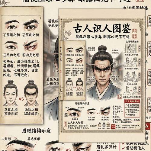 32张古人识人术贴纸图鉴智慧看人识人技巧国学经典传统文化科普
