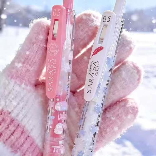 日本ZEBRA斑马JJ99冬日雪花羽毛按动中性笔小清晰雪天JJ15圣诞DIY