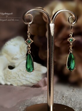 七月之晨《IIX.Glory》原创设计小众女美产注金金祖母绿耳夹耳环