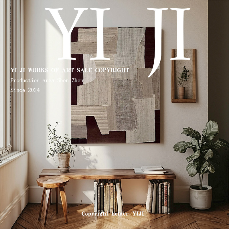YJ.ART原创手绘《寻川故笙》现代简约百搭民宿装饰画高级艺术油画