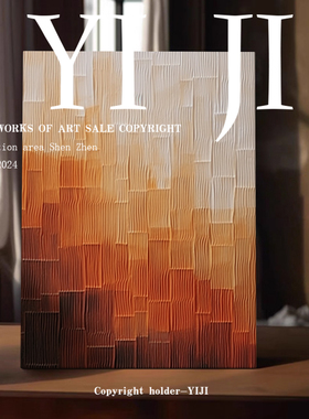YJ.ART原创手绘《暖序浮光》现代书房客厅卧室装饰艺术高级肌理画